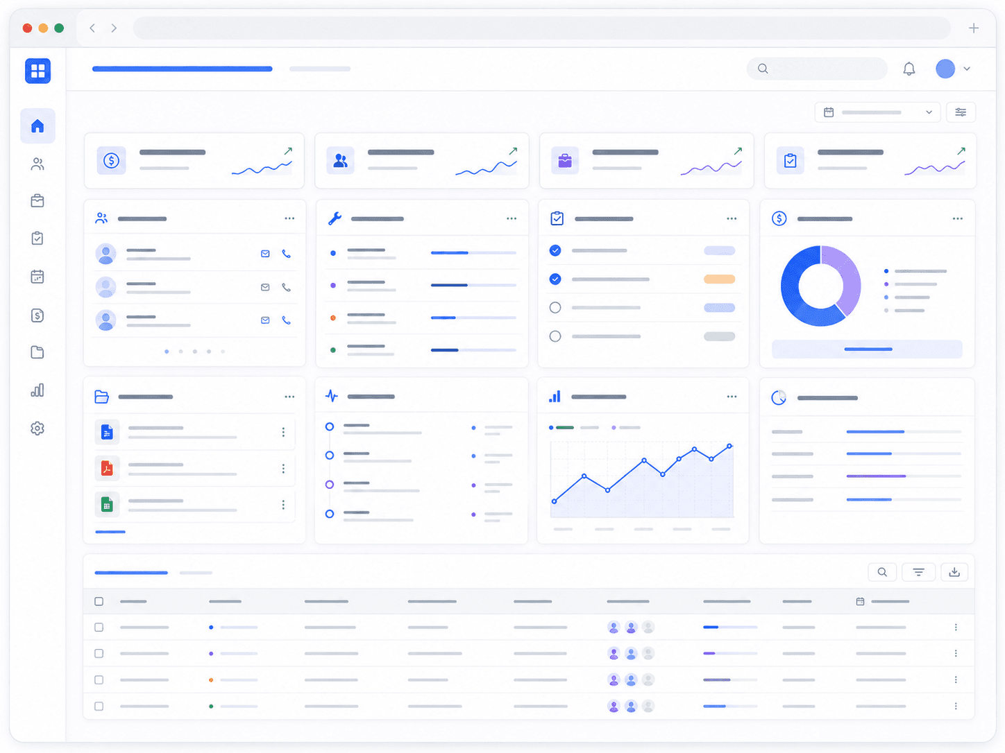 Business management software platform dashboard