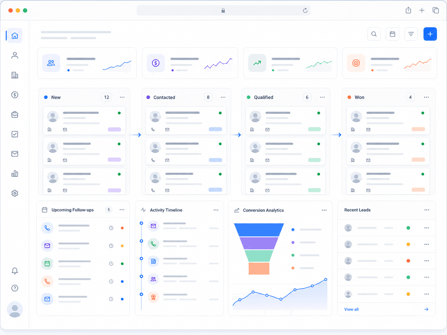 CRM and lead management software dashboard