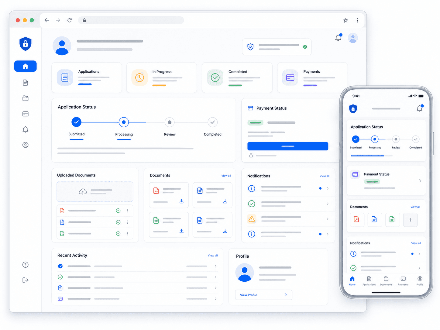 Secure customer portal software interface